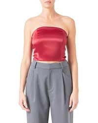 Endless Rose - Strapless Satin Crop Top - Lyst