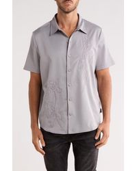 Scotch & Soda - Floral Embroidered Short Sleeve Button-Up Shirt - Lyst