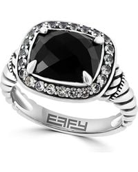 Effy - Sterling Topaz Halo Onyx Ring - Lyst