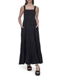 dkny tiered stretch cotton maxi dress DKNY Tiered Stretch Cotton Maxi Dress in Black