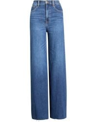 DAZE - Far Out High Waist Raw Hem Wide Leg Jeans - Lyst