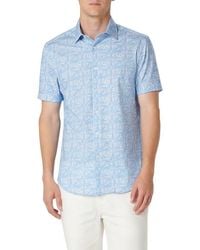 Bugatchi - Miles Ooohcotton Leaf Print Short Sleeve Button-Up Shirt - Lyst