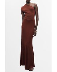 mango one shoulder pleated maxi dress Mango one shoulder cut out midi dress in red
