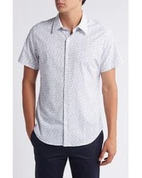 Bonobos - Tech Shark Print Short Sleeve Performance Button-Up Shirt - Lyst
