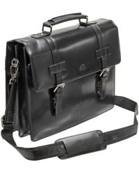 Mancini - Double Compartment Flap Leather Briefcase - Lyst