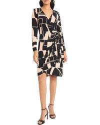 Maggy London - Geometric Print Long Sleeve Wrap Dress - Lyst