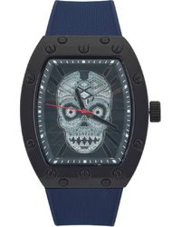 Ed Hardy - Skull Quartz Silicone Strap Watch, 53Mm - Lyst