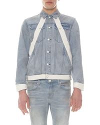 HVMAN - Denim Jacket with Leather Trim - Lyst
