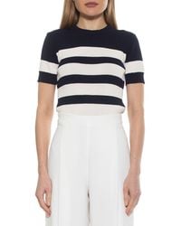 Alexia Admor - Pat Stripe Short Sleeve Sweater Top - Lyst