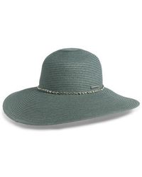 Vince Camuto - Rhinestone Trim Straw Floppy Hat - Lyst