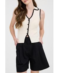 Blu Pepper - Johnny Collar Button Front Knit Tank Top - Lyst