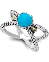 Samuel B. - Sterling & 18K Semiprecious Stone Crossover Band Ring - Lyst