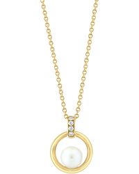 Effy - Diamond & Freshwater Pearl Pendant Necklace - Lyst