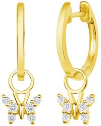 Ron Hami - 14k Gold Pavé Diamond Butterfly Huggie Drop Earrings - Lyst