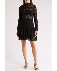 NSR - Lace Knit Long Sleeve Minidress - Lyst