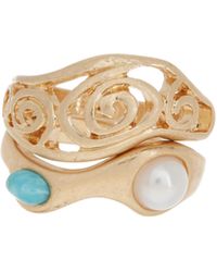 Melrose and Market - Set Of 2 Imitation Pearl & Scroll Rings - Lyst