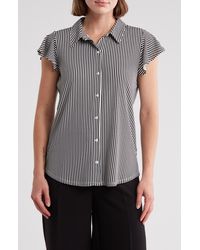 Adrianna Papell - Flutter Sleeve Button-up Shirt - Lyst