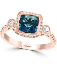 Effy - 14k Rose Gold London Blue Topaz & Diamond Ring - Lyst