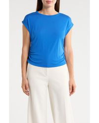 Tahari - Cuffed Short Sleeve Ruched T-Shirt - Lyst
