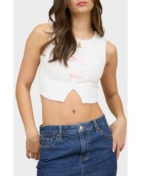 Blu Pepper - Bow Embellished Ribbed Crop Tank - Lyst