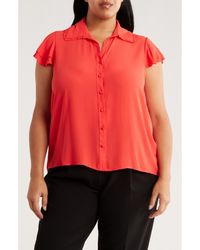 Tahari - Tiered Flutter Sleeve Button-Up Shirt - Lyst