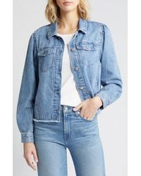 Wit & Wisdom - Frayed Puff Shoulder Denim Jacket - Lyst