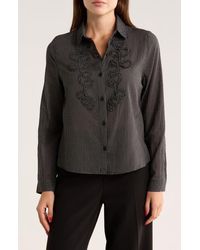 Max Studio - Stripe Appliqué Button-Up Shirt - Lyst