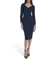 Calvin Klein - Stretch Crepe Midi Sheath Dress - Lyst