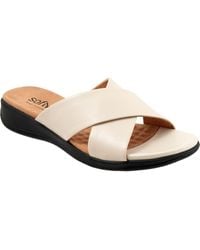 Softwalk - 'Tillman' Leather Cross Strap Slide Sandal - Lyst