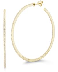 Glaze Jewelry - 14k Yellow Gold Vermeil Pave Cz Hoop Earrings - Lyst