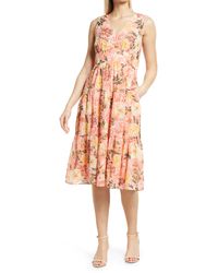 Vince Camuto - Floral Sleeveless Tiered Ruffle Midi Dress - Lyst