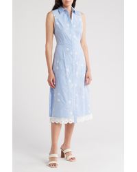 Rachel Parcell - Floral Embroidered Sleeveless Midi Shirtdress - Lyst
