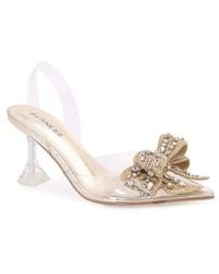 BERNESS - Nina Rhinestone Bow Clear Kitten Heel Pump - Lyst