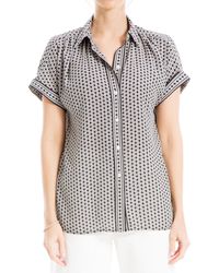 Max Studio - Patterned Short Sleeve Button-up Shirt - Lyst
