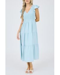 Blu Pepper - Flutter Sleeve Midi Dress - Lyst