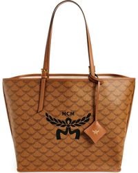 MCM - Himmel Lauretos Coated Canvas Shopper Bag - Lyst