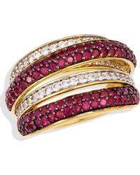 Savvy Cie Jewels - Semiprecious Stone & Sapphire Crossover Ring - Lyst