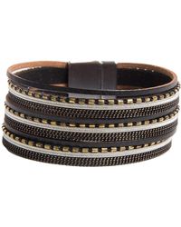 Saachi - Embellished Multi-strand Leather Bracelet - Lyst