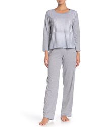 Carole Hochman Striped Knit Pajama Set - Gray