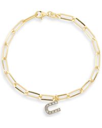 Meshmerise - Diamond Initial Charm Bracelet - Lyst