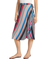 Matty M - Striped Midi Wrap Skirt - Lyst