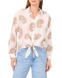 Halogen® - Long Sleeve Tie Hem Button-Up Shirt - Lyst