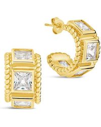 Sterling Forever - Cassia Cubic Zirconia Huggie Hoop Earrings - Lyst