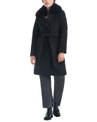 Vince Camuto - Belted Coat With Removable Faux Fur Collar - Lyst