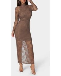 Bebe - Illusion Lace Long Sleeve Body-Con Dress - Lyst