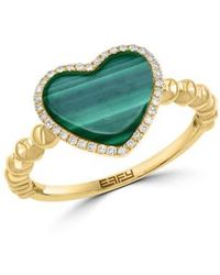 Effy - 14K, Malachite & Diamond Heart Ring - Lyst