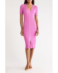FRNCH - Lydia Short Sleeve Ribbed Sweater Dress - Lyst