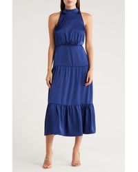 Sam Edelman - High Neck Fluid Satin Midi Dress - Lyst
