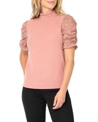 Gibsonlook - Cinched Lace Sleeve Knit Top - Lyst