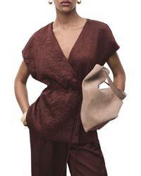 Mango - Double Breasted Crinkled Effect Wrap Jacket - Lyst